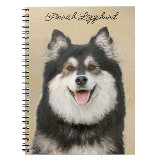 Cuaderno Pintura finlandesa de Lapphund - Arte de Perro ori (Frente)