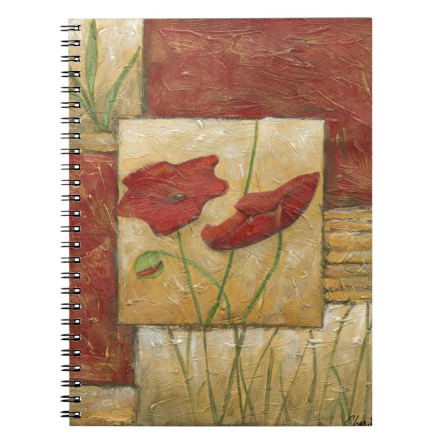 Cuaderno Pintura floral con pinceladas de cepillo visibles (Frente)