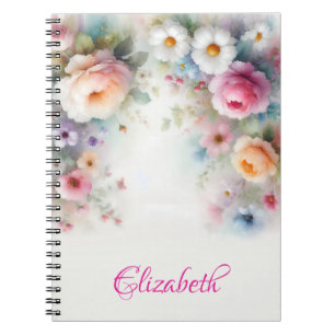 Cuaderno Pintura floral elegante y linda acuarela aquarela