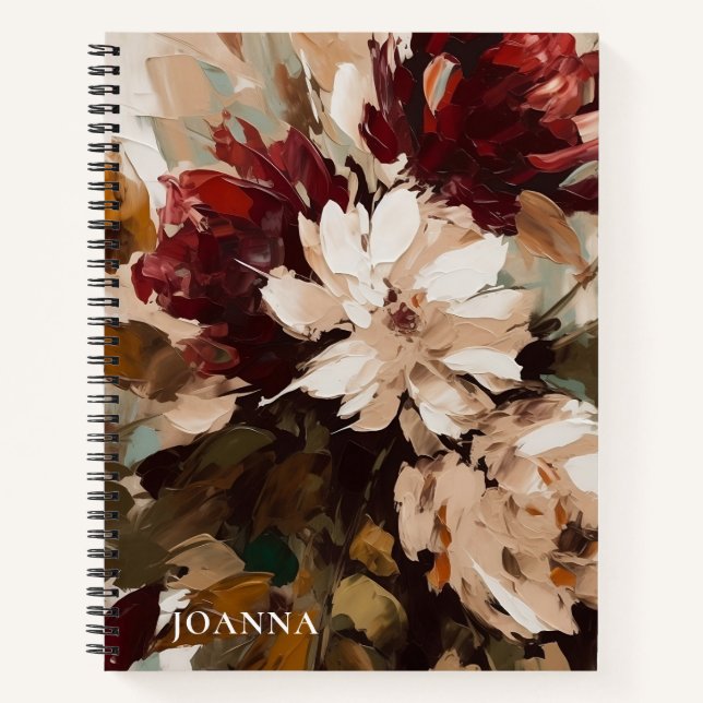 Cuaderno Pintura floral rosa de Rubor roja moderna (Anverso)