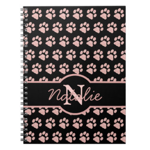 Cuaderno Pintura Imprime Purpurina Rosa Monograma de oro Ga