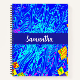 Cuaderno Pintura moderna de arte abstracto azul