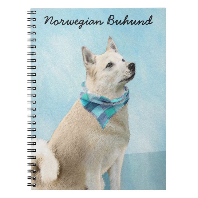 Cuaderno Pintura noruega de Buhund - Arte original de perro (Frente)