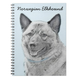 Cuaderno Pintura noruega de elkhound - Arte original del pe