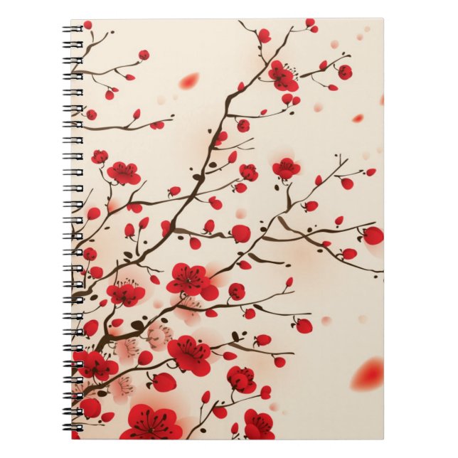 Cuaderno Pintura oriental del estilo, flor del ciruelo en (Frente)