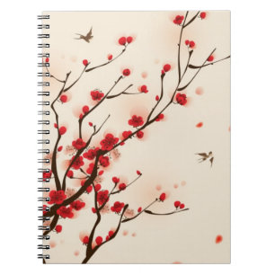 Cuaderno Pintura oriental del estilo, flor del ciruelo en