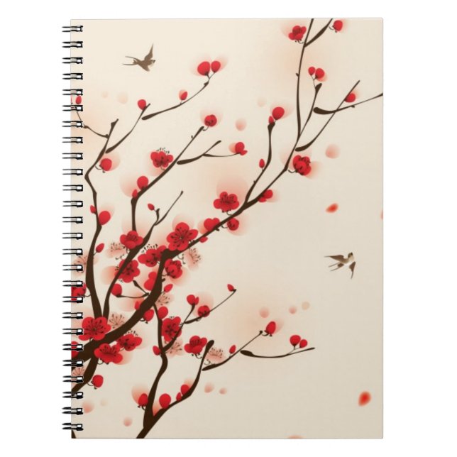 Cuaderno Pintura oriental del estilo, flor del ciruelo en (Frente)