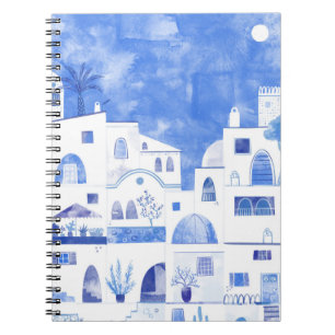 Cuaderno Pintura panorámica del paisaje de Oia Santorini Gr