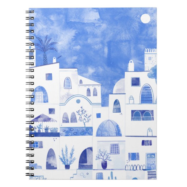 Cuaderno Pintura panorámica del paisaje de Oia Santorini Gr (Frente)