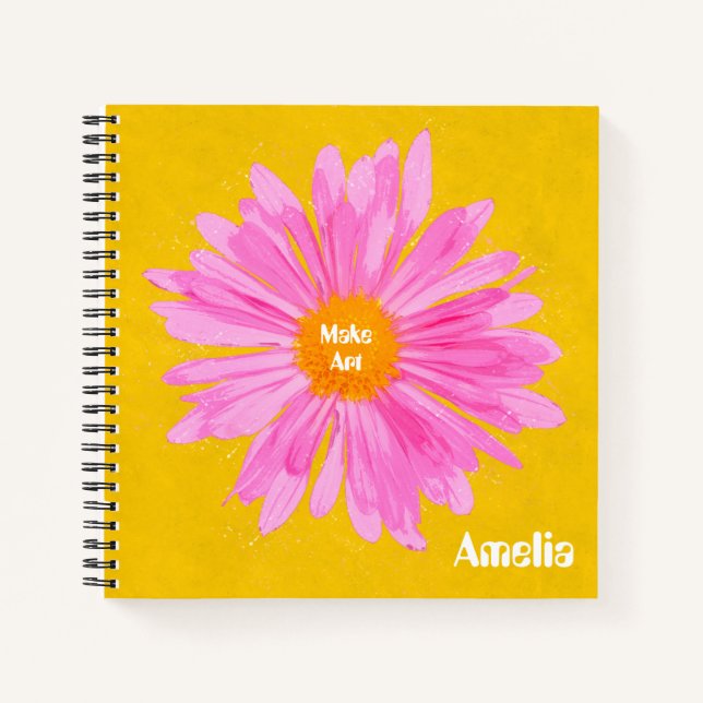 Cuaderno Pintura personalizada de flores rosas (Anverso)