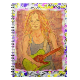 Cuaderno pintura popular del goteo del chica de la roca