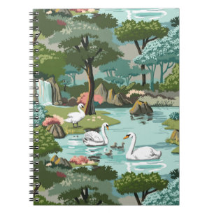 Cuaderno Pintura retra del estilo del lago swan por número