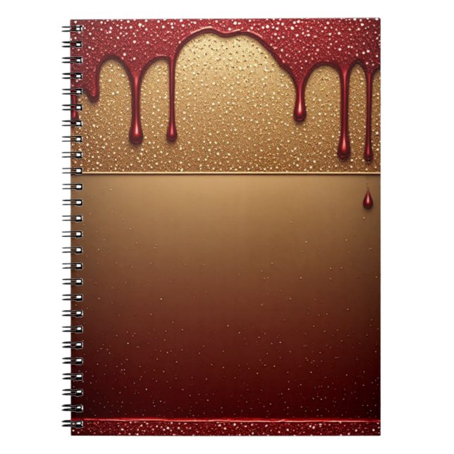 Cuaderno Pintura Roja que Gotea Brillo Dorado (Frente)