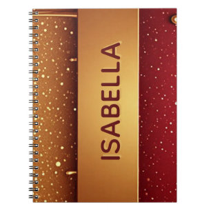 Cuaderno Pintura Roja que Gotea Sobre Fondo de Brillo Dorad