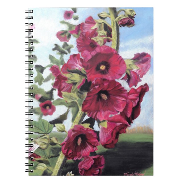 Cuaderno Pintura rosada del hollyhock de Mandy Roeing (Frente)