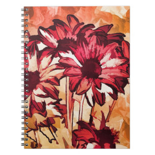 Cuaderno Pintura Rustica De Flor Roja