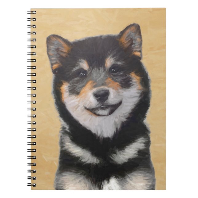 Cuaderno Pintura Shiba Inu (Negro y Tan) - Arte de perro (Frente)