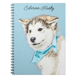 Cuaderno Pintura siberiana Husky de pipa - Arte original de