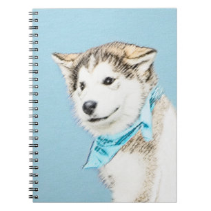 Cuaderno Pintura siberiana Husky de pipa - Arte original de