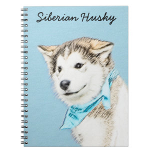 Cuaderno Pintura siberiana Husky de pipa - Arte original de
