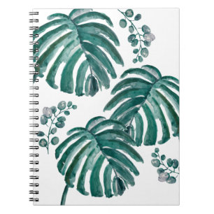 Cuaderno Pintura tropical de hoja verde botánica
