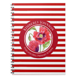 Cuaderno Pinturas rojas vírgenes Floral Círculo blanco