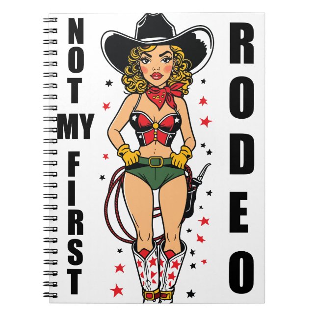 Cuaderno Pinup Cowgirl, no mi primera cita de rodeo, gracio (Frente)