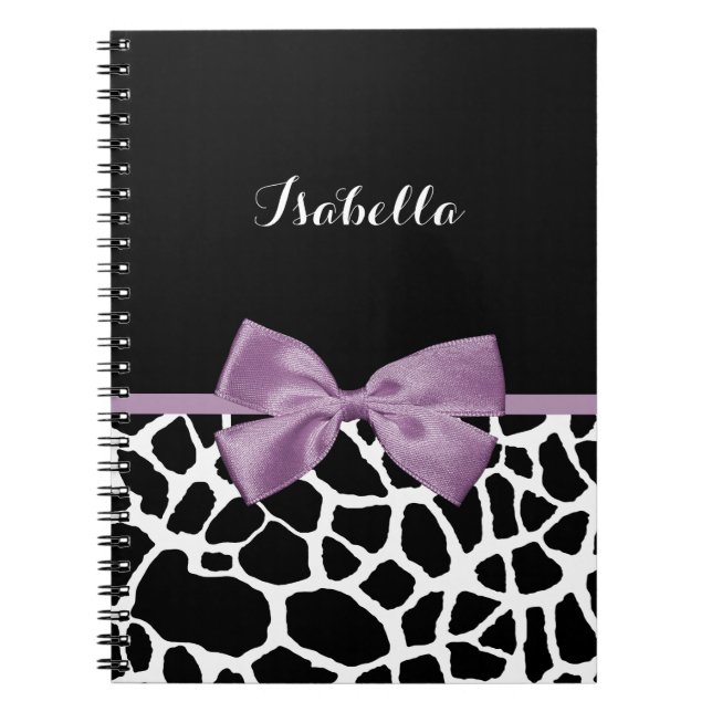 Cuaderno Pinza de jirafa fina Lavanda morada con nombre (Frente)