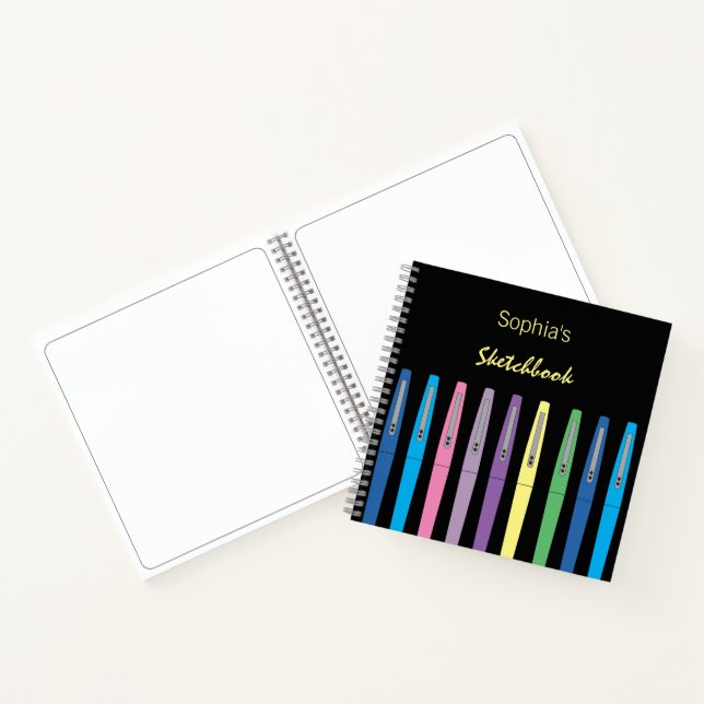 Cuaderno Pinzas de tinta arcoiris Kid Black Sketchbook con  (Interior)