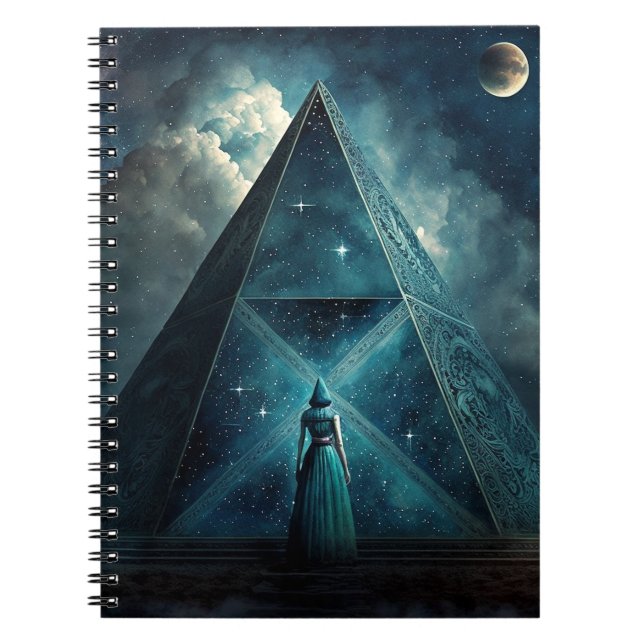 Cuaderno Pirámide azul Arte visionario surrealista (Frente)