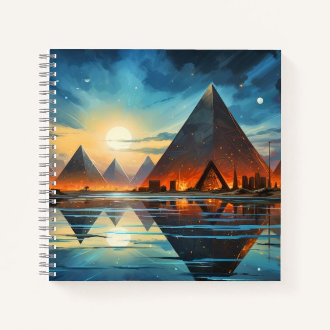 Cuaderno Pirámides Concepto místico Resumen Paisaje Colorid (Anverso)