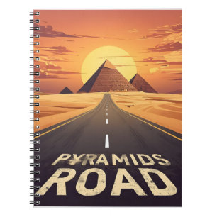 Cuaderno Pirámides de la carretera al atardecer Arte de via