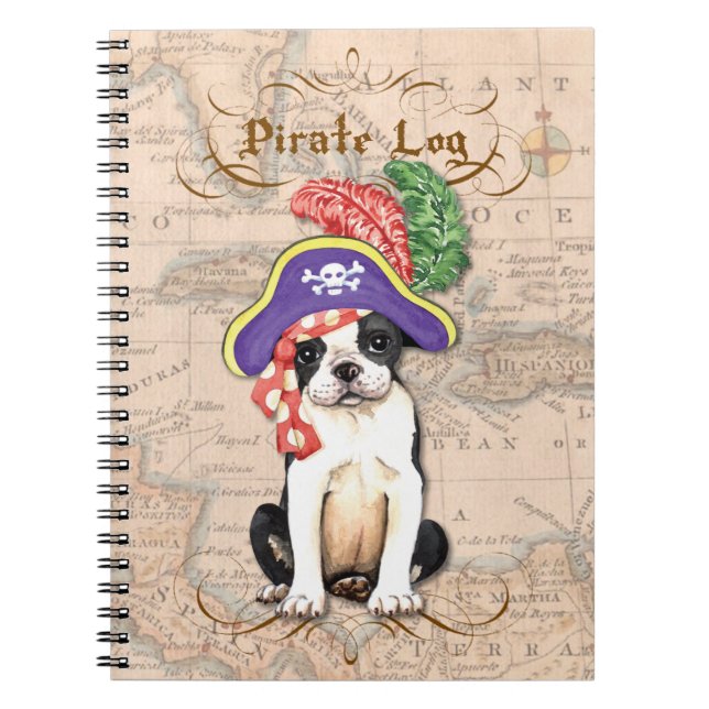 Cuaderno Pirata de Boston Terrier (Frente)