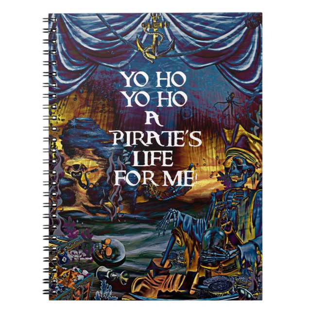 Cuaderno Pirata Esqueleto Tesoro Bajo el Mar Arte Cómic (Frente)