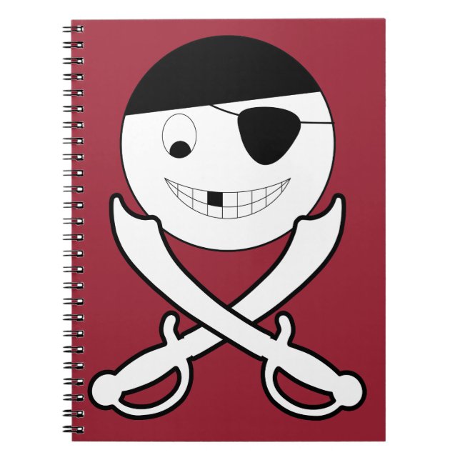 Cuaderno Pirata sonriente amistoso con espadas cruzadas en  (Frente)