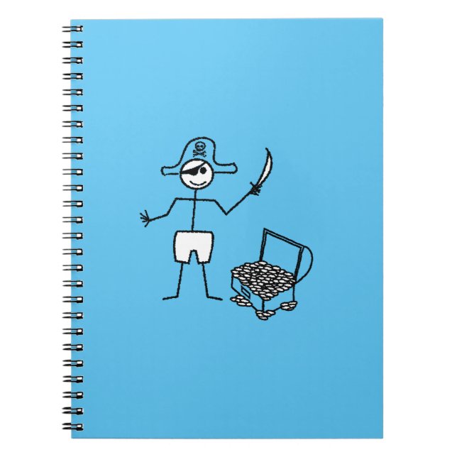 Cuaderno Pirata Stickman con el tesoro del pecho (Frente)