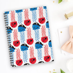 Cuaderno Pirate Jellyfish, Patrón de medusas, animales mari