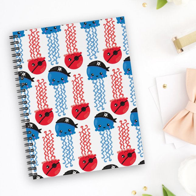 Cuaderno Pirate Jellyfish, Patrón de medusas, animales mari (Subido por el creador)