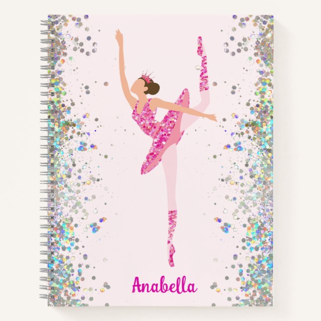 Cuaderno Pirouette Ballerina, una Purpurina rosa de pelo os (Anverso)