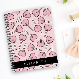 Cuaderno Pirulís rosas, pirulís con forma de corazón, pirul