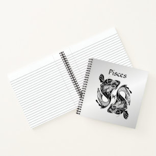 Cuaderno Pisce el símbolo y Rótulo del zodiaco de pescado