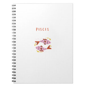 Cuaderno Piscis blanco, zodiaco, impresión de signo zodiaca