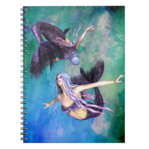 Cuaderno Piscis - Dos sirenas nadando en un bucle