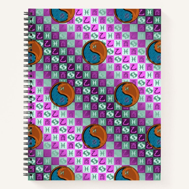 Cuaderno Piscis y Gallo de Madera (Anverso)