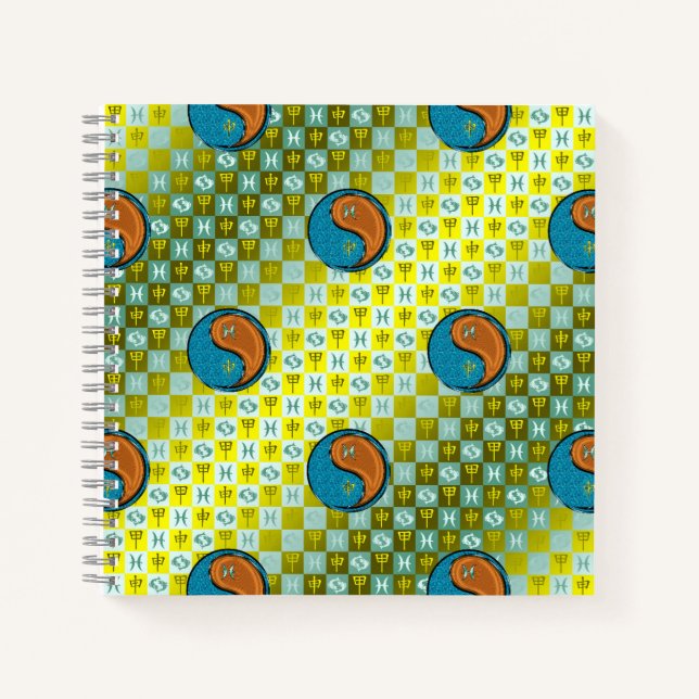 Cuaderno Piscis y Mono de Madera (Anverso)