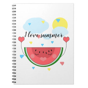 Cuaderno Pista de sandía, texto "Amo el verano",