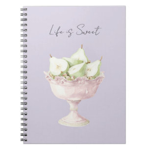 Cuaderno Pistacho Verde Púrpura Lavanda Peras Fruta