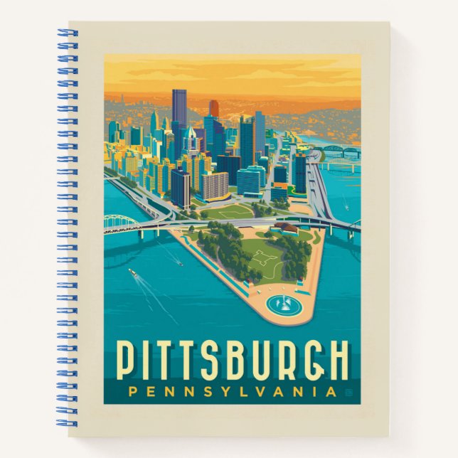 Cuaderno Pittsburgh, PA | Vista de ojos de pájaro (Anverso)