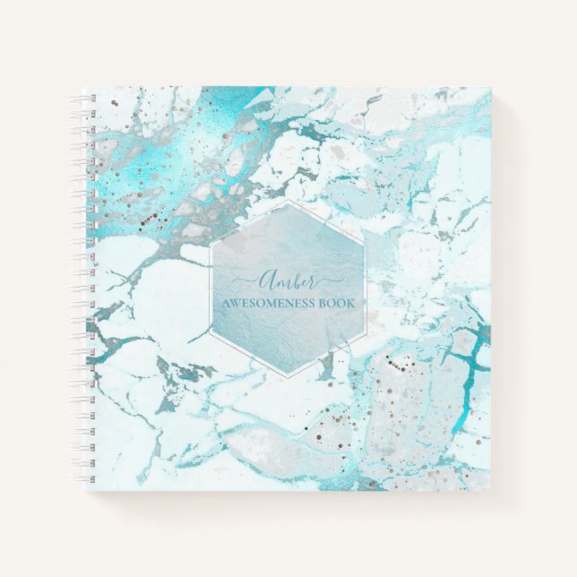 CUADERNO PIXDEZINES AQUA BLUE MARBLE JOURNAL (Anverso)