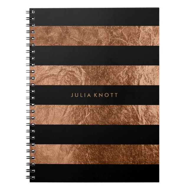 Cuaderno PixDezines Relieve metalizado de cobre y rayas neg (Frente)